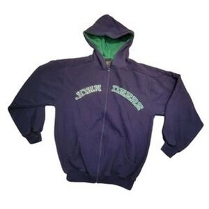John‎ Deere Hooded Sweatshirt Full Zip Blue/Green Size L 14/16